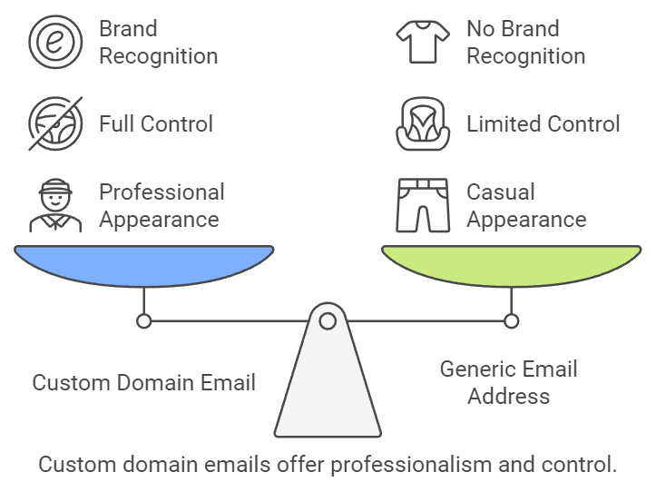 Chart showing how a custom domain name is better for your brand.